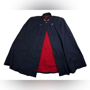 Vintage 40s 50s Bruck's Nurses Apparel Wool Uniform Cape Black Red B.C. M.H.